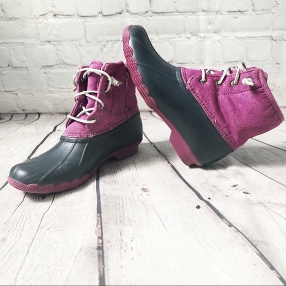 purple sperry duck boots